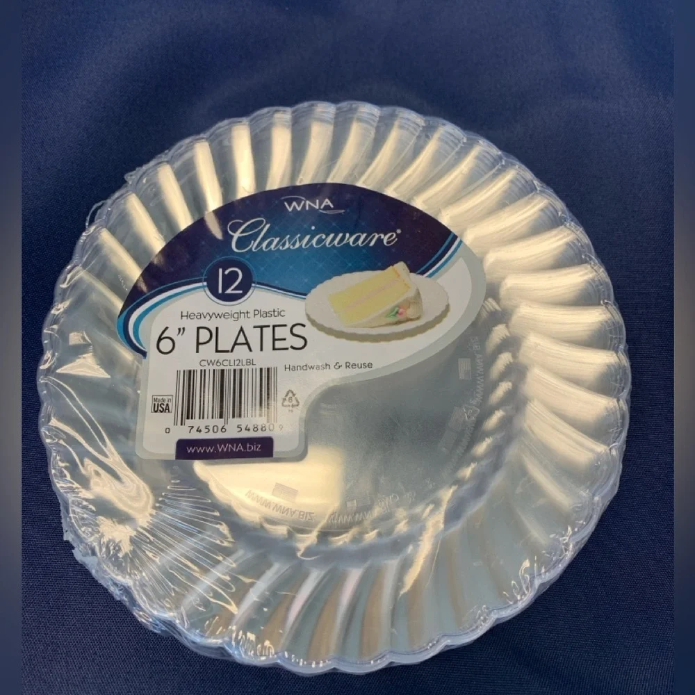 NWT Dessert Plates, 6” Black and clear color. 6 pks